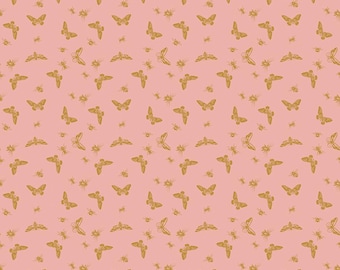 Riley Blake Petals & Hazel -Flutter Coral SOLD in HALF yard increments C18224-CORAL