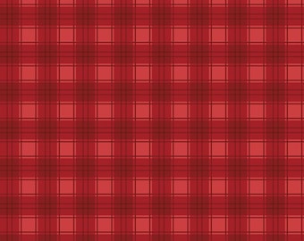 Riley Blake-Evergreen Wishes Plaid-Red- yardage, SOLD in HALF yard increments #c17815-RED