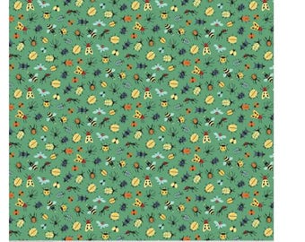 Riley Blake Happy Haven Green Bug yardage, SOLD in HALF yard increments C-17623- Green