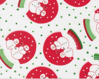 Moda, Snow Time-Snow Globes on White- yardage, SOLD in HALF yard increments 22500 11- white