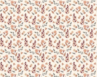 Riley Blake, Evening On The Prairie Autumn Floral Beige yardage, SOLD in HALF yard increments