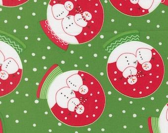 Moda, Snow Time-Snow Globes on Green- yardage, SOLD in HALF yard increments 22500 13-Green