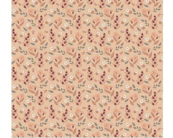 Riley Blake, Evening On The Prairie Autumn Floral Beige yardage, SOLD in HALF yard increments