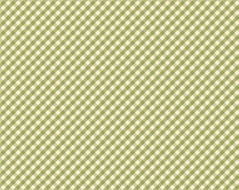 Riley Blake Lil' Farm Friends By Kelsey Carlson- Gingham Green, SOLD in HALF yard increments C17944-Green