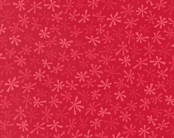 Moda, Snow Time- Red Snowflakes on Red- yardage, SOLD in HALF yard increments 22507 14-Red