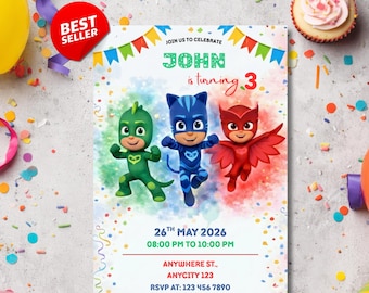 Superheroes Birthday Invitation Digital Download