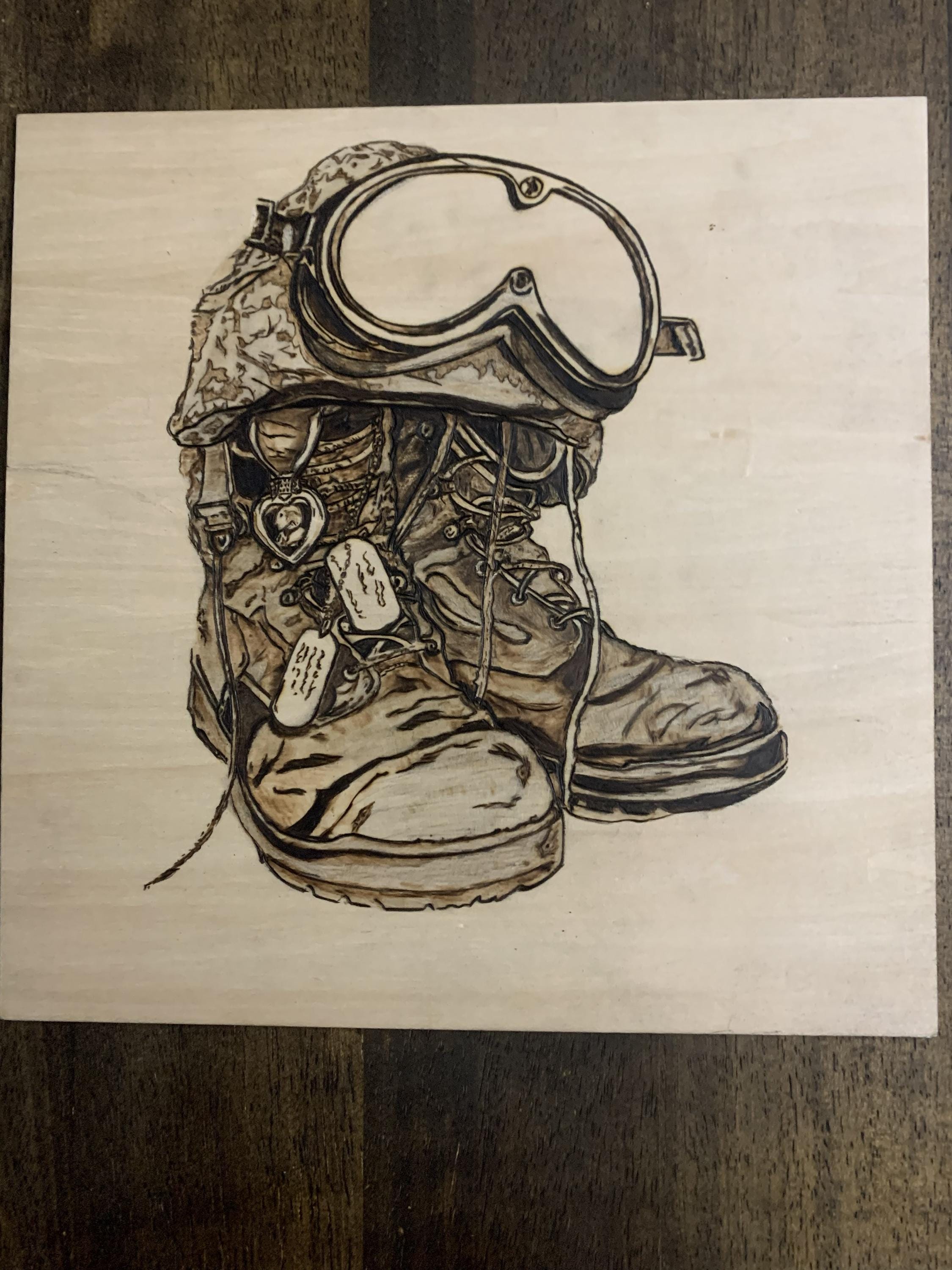 Hand-burned Military Tribute Art | Veteran Memorial Pyrography on Wood ...