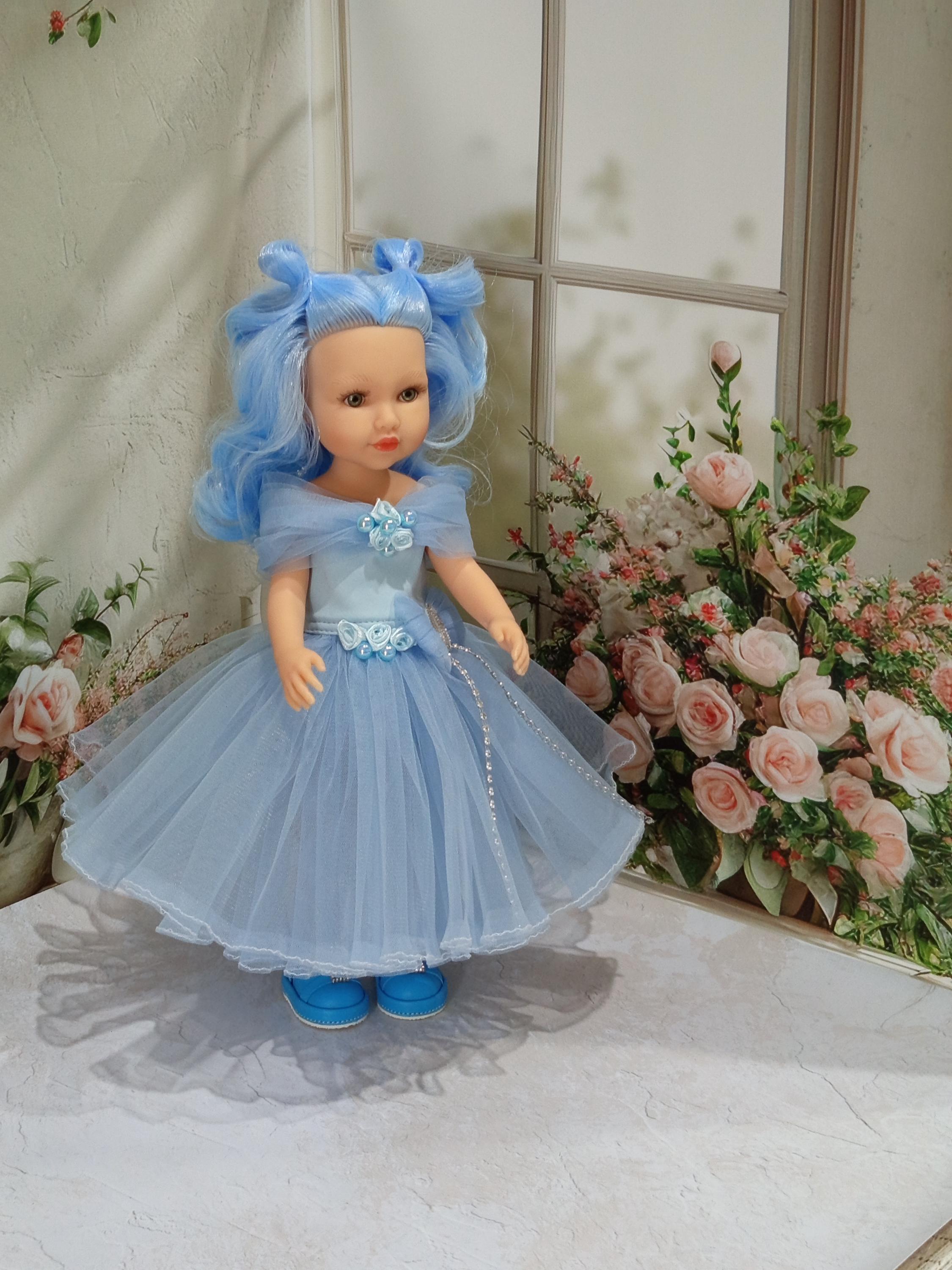 Catalina 32 cm Vinyl Doll in Festive Blue Dress