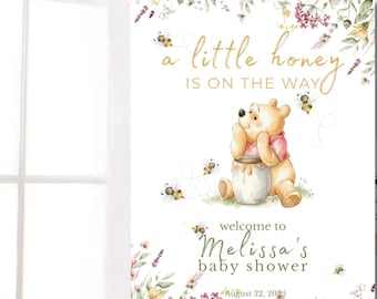 Little Honey Baby Shower Welcome Sign, Editable Bee Poster (Digital Download)