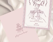 Girls Night Dinner Party Invitation, Pink Canva Template (Digital Download)