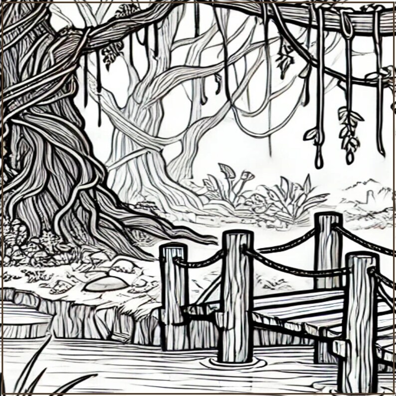 Dark Enchanted Swamp Coloring Page | Printable Fantasy Coloring Sheet ...