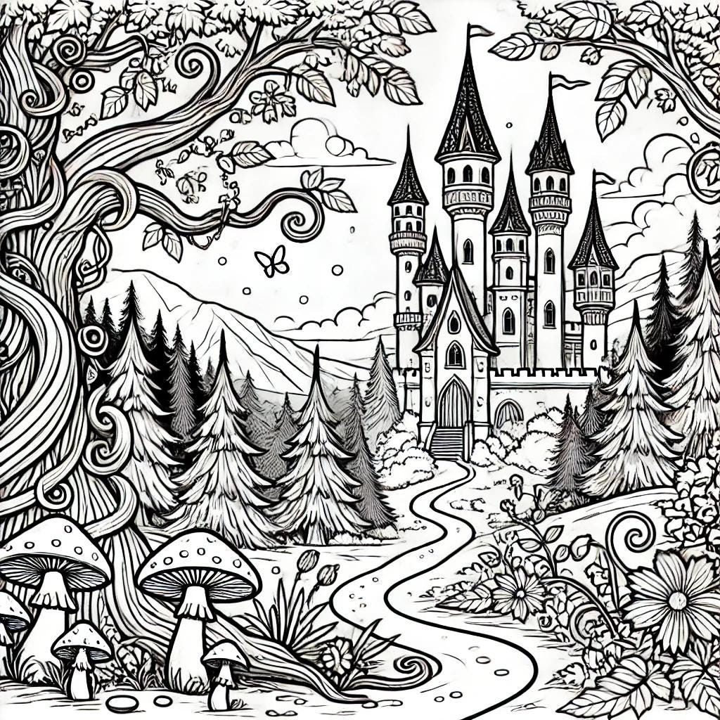 42 Unique Fairy Tale Crafts for Kids Perfect for Craft Time 25 Enchanted Forest Castle Coloring Page Printable Fantasy Coloring…