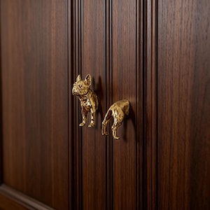 Pomelli per mobili in ottone massiccio a forma di bulldog francese, maniglie originali per cassetti anteriori e posteriori a forma di bulldog francese, maniglia unica per mobili a forma di cane, regalo stravagante per gli amanti degli animali.