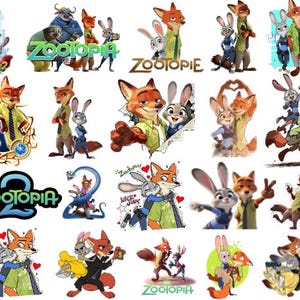 Zootopia 2 birthday clipart png unique party Watercolor Characters Judy Hopps, Nick Wilde | Instant download