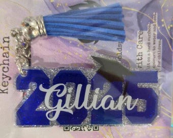 Llavero de graduación personalizado, borla con nombre y año personalizado