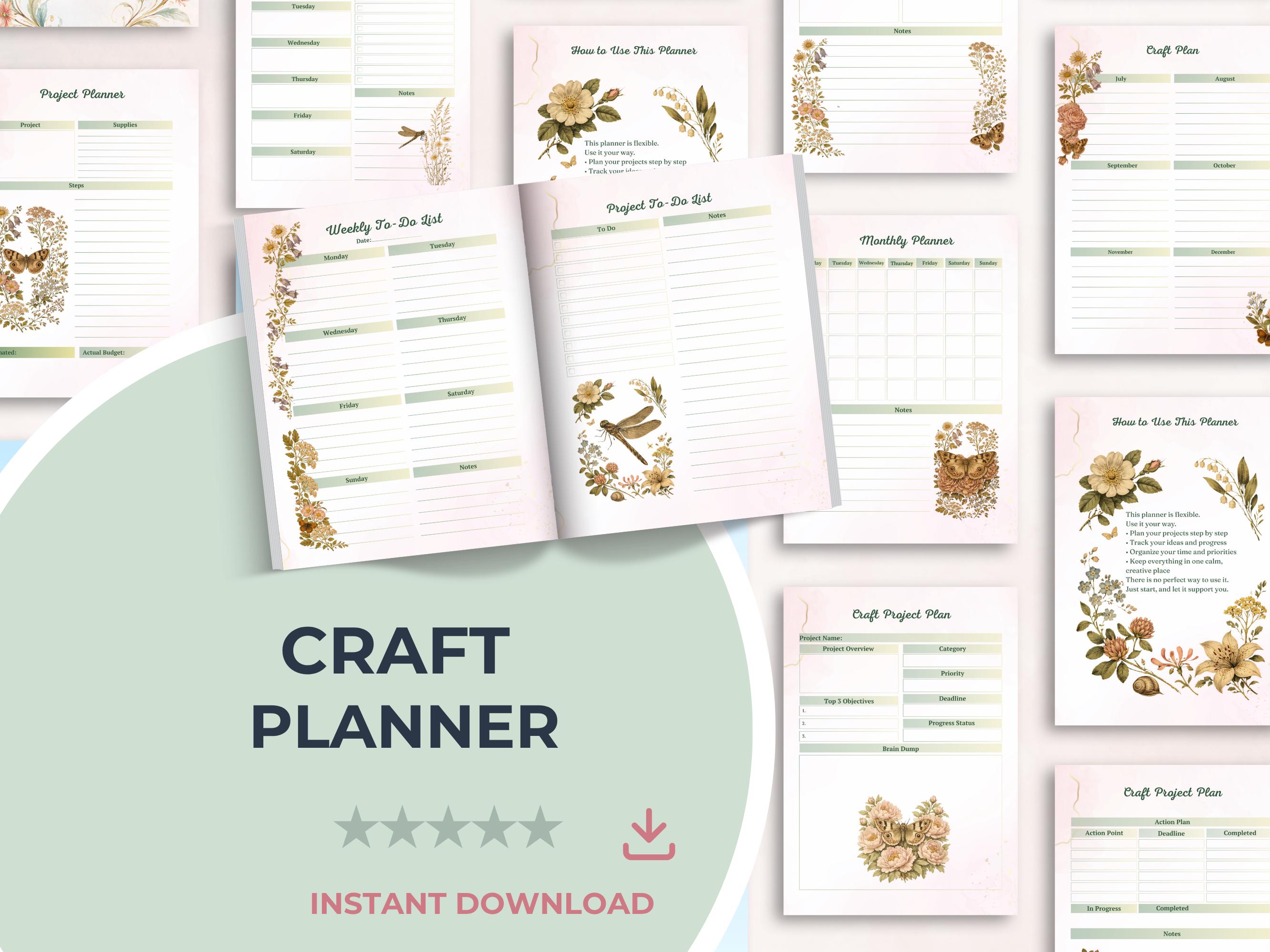 Craft Planner Printable PDF – Project Organizer for Creative Ideas (A4 ...