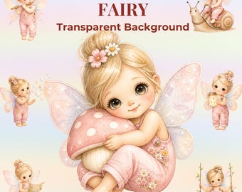 Fairy Blossom Aquarell Clipart - Pastell Baby Feen, wunderliche Kinderzimmer Kunst (30 PNG)
