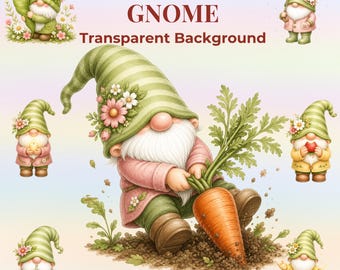 Aquarell Wichtel Clipart Bundle - Frühling Garten Floral PNG Illustrationen (Instant Download)