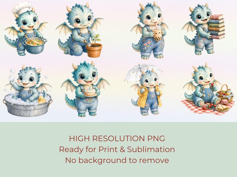 33 Watercolor Baby Dragons Clipart PNG – Starlight Dragon Glade ...