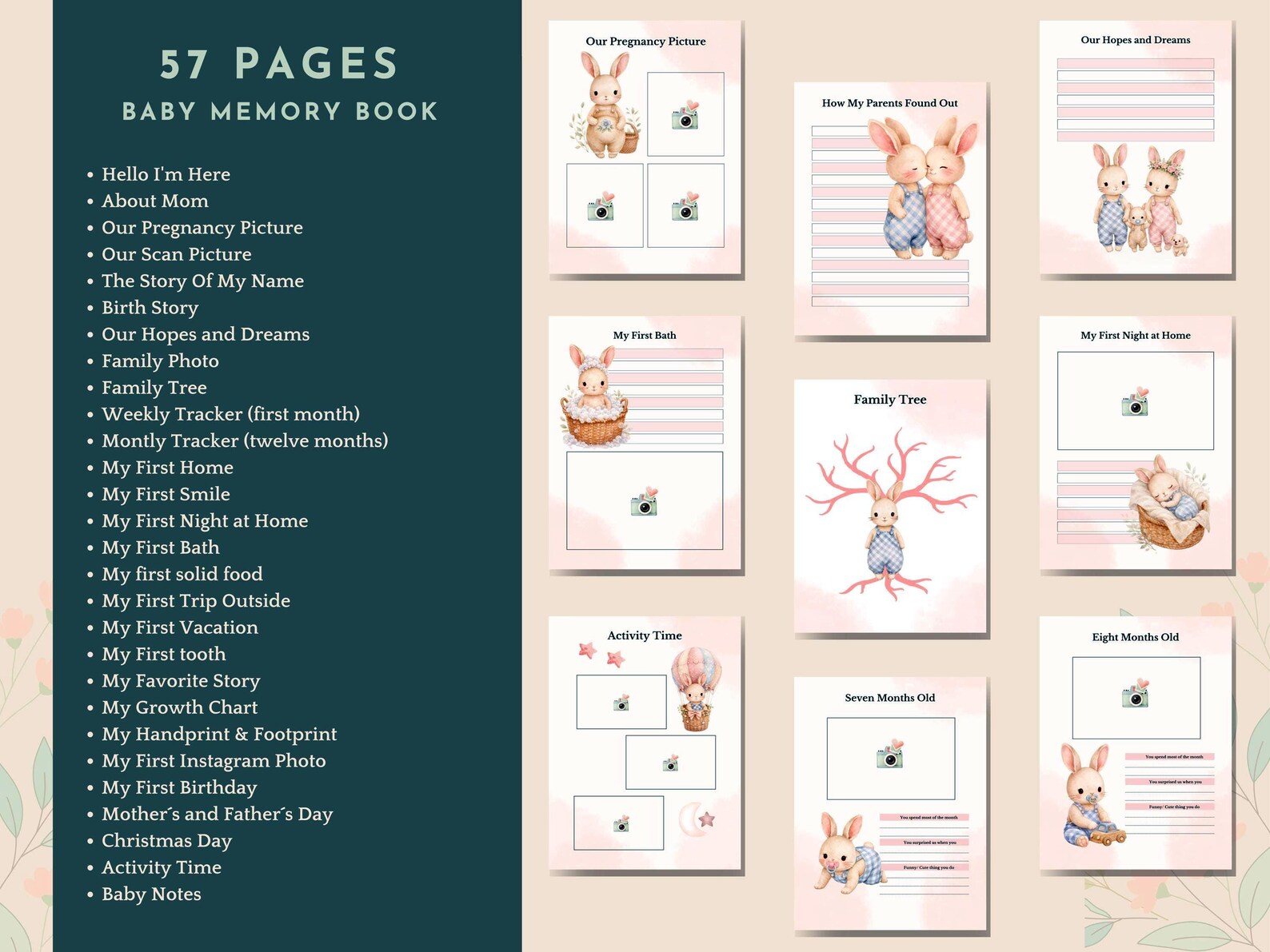 Memory Book Pdf Baby Memory Book Printable, Journal PDF, First Year Book, New Mom Gift ...