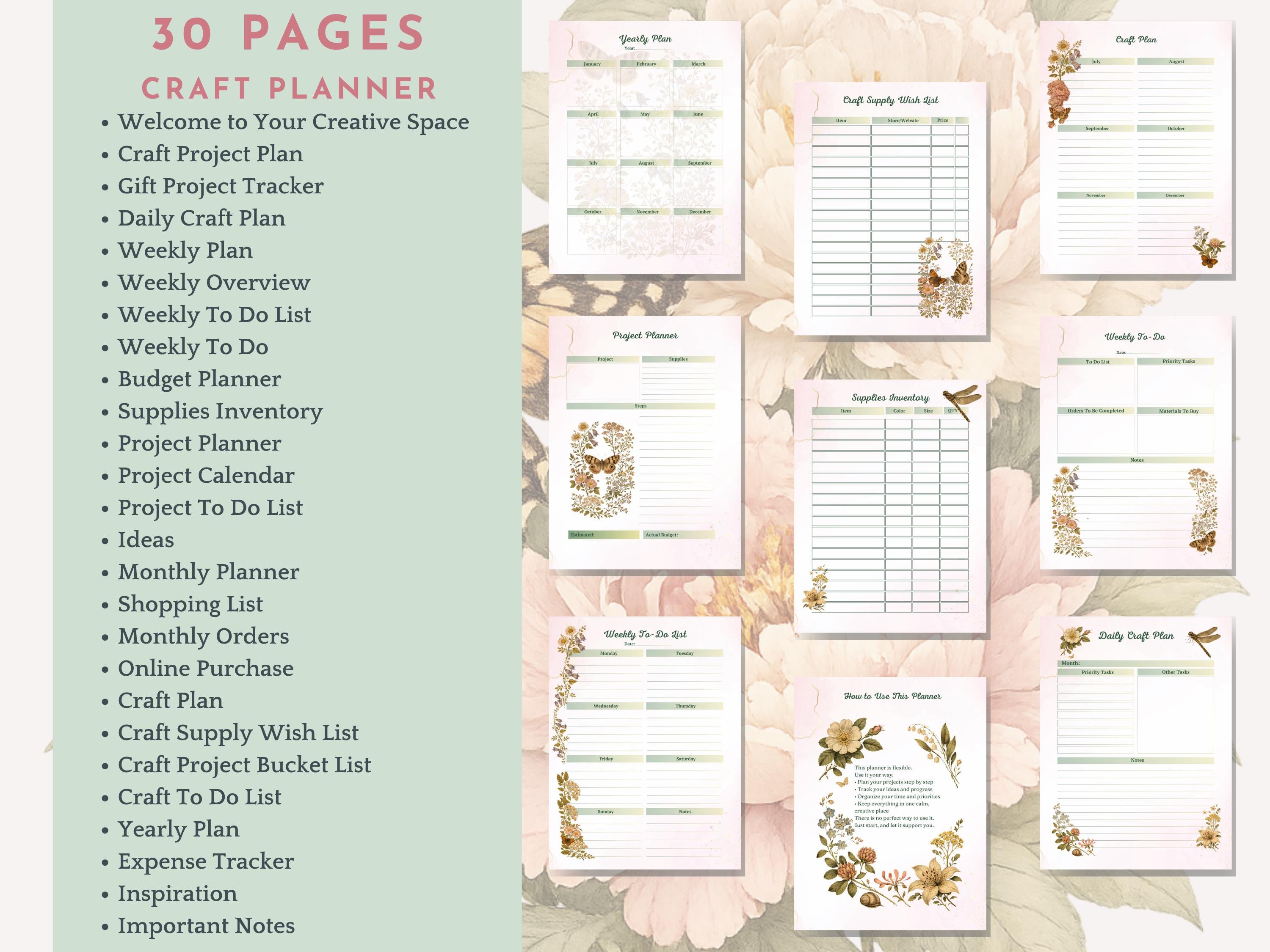 Craft Planner Printable PDF – Project Organizer for Creative Ideas (A4 ...