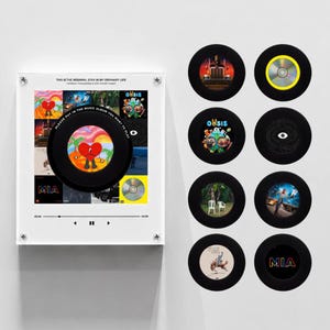 Mini tocadiscos de vinilo personalizado con 9 discos magnéticos, regalo musical personalizado para parejas, recuerdos de aniversario (tiempo de producción: 1-2 semanas).