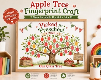 Preschool Fingerprint Craft, Apple Tree Class Keepsake, Pre-K Back to School Classroom Activity, Daycare Teacher Gift, Digital Download