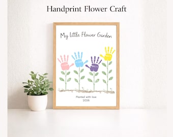 Meu Pequeno Jardim de Flores - Artesanato com Impressão de Mãos 2026, Impressão de Pegadas de Crianças, Presente de Dia das Mães para Mamãe e Avó, Lembrança Personalizada
