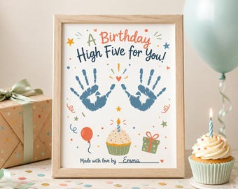 Birthday Handprint Craft Printable, High Five Birthday Gift, Toddler Keepsake Card, Kids DIY Digital Download for Grandma