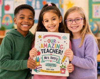 Livro de Memórias Personalizado para Professores, com Autógrafos dos Alunos | Presente de Fim de Ano Letivo para Professores | Livro de Agradecimento com Autógrafos - Lembrança da Sala de Aula 2025-2026