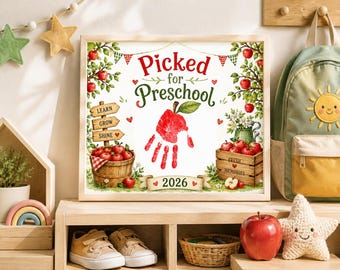Preschool Apple Handprint Craft, First Day Keepsake, Back to School Printable (2026)