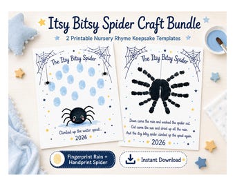 Artesanato com Impressão de Mão da Aranha Pequenina, Lembrança da Cantiga Infantil, Atividade para Dia Chuvoso na Educação Infantil, Pacote com 2 Atividades sobre o Clima (Download Digital)