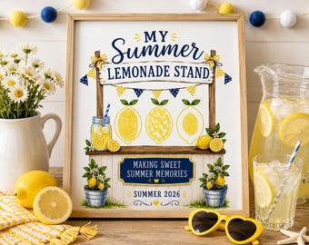 Atividade para imprimir com impressões digitais para o verão, lembrancinha de verão, artesanato para creche ou pré-escola, barraca de limonada para crianças (PDF)