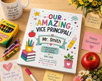 Livro de Memórias Personalizado para Aposentadoria de Professores, Diretores ou Vice-Diretores | Presente de Aposentadoria Personalizado | Livro de Recordações para Funcionários da Escola