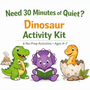 Dinosaur Quiet Time Kit for Kids | 30 Minutes of Quiet Activities | Screen Free Printable Busy Book Ages 4–7 | No Prep Activity PDF
