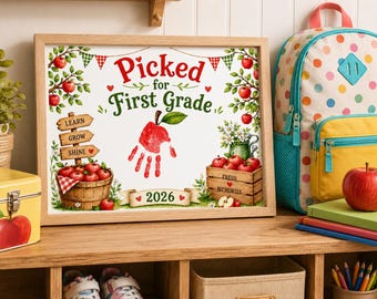 First Grade Handprint Craft, First Day of School Printable, Apple Keepsake, Back to School Activity, 2026 Classroom Craft
