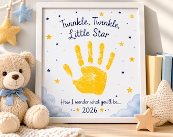 Baby Handprint Keepsake Printable, Baby Shower Gift, New Baby Gift, Infant Memory Craft, Nursery Decor, Toddler Activity, Digital Download