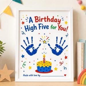 Geburtstags-Handabdruck-Bastelprojekt, High-Five-Geschenk für Papa und Mama (Digitaler Download)