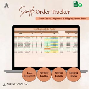 Order Tracker Spreadsheet Google Sheets & Excel | Small Business Order Tracker | Etsy Order Tracker | Shopify Order Tracker