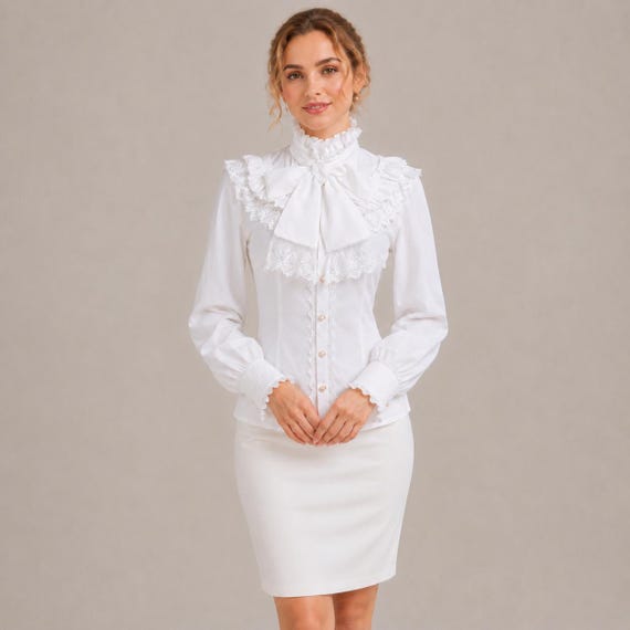 prank project Ruffle Bow Tie Blouse 白 prank project Ruffle Bow Tie Blouse 白 prank project Ruffle Bow