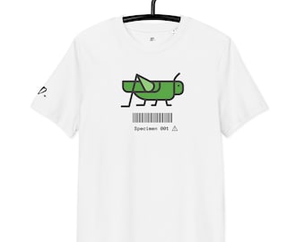 T-shirt in cotone biologico con stampa di una cavalletta – Grafica unica