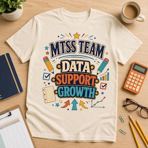 MTSS-lärare PNG, datasupport tillväxtskolateam, retro läraresublimeringsdesign