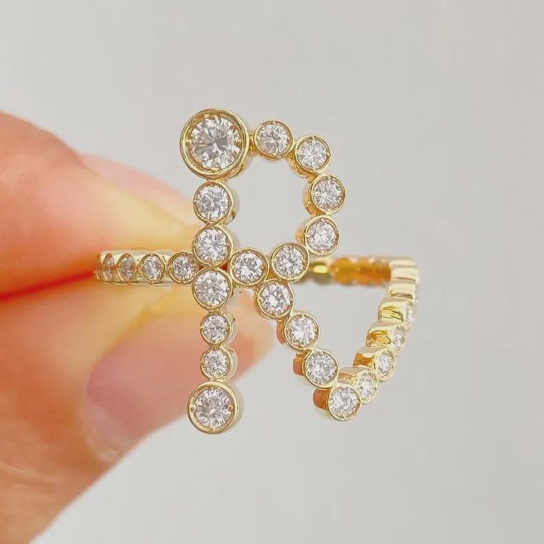 Ring Without R Custom R Initial Diamond Ring, Bezel Set Moissanite Letter Ring, 14K ...