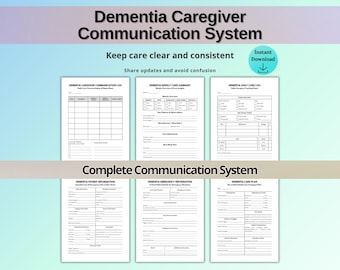 Dementia Caregiver Communication System Printable | Care Team Log, Daily Notes & Shift Report Planner PDF