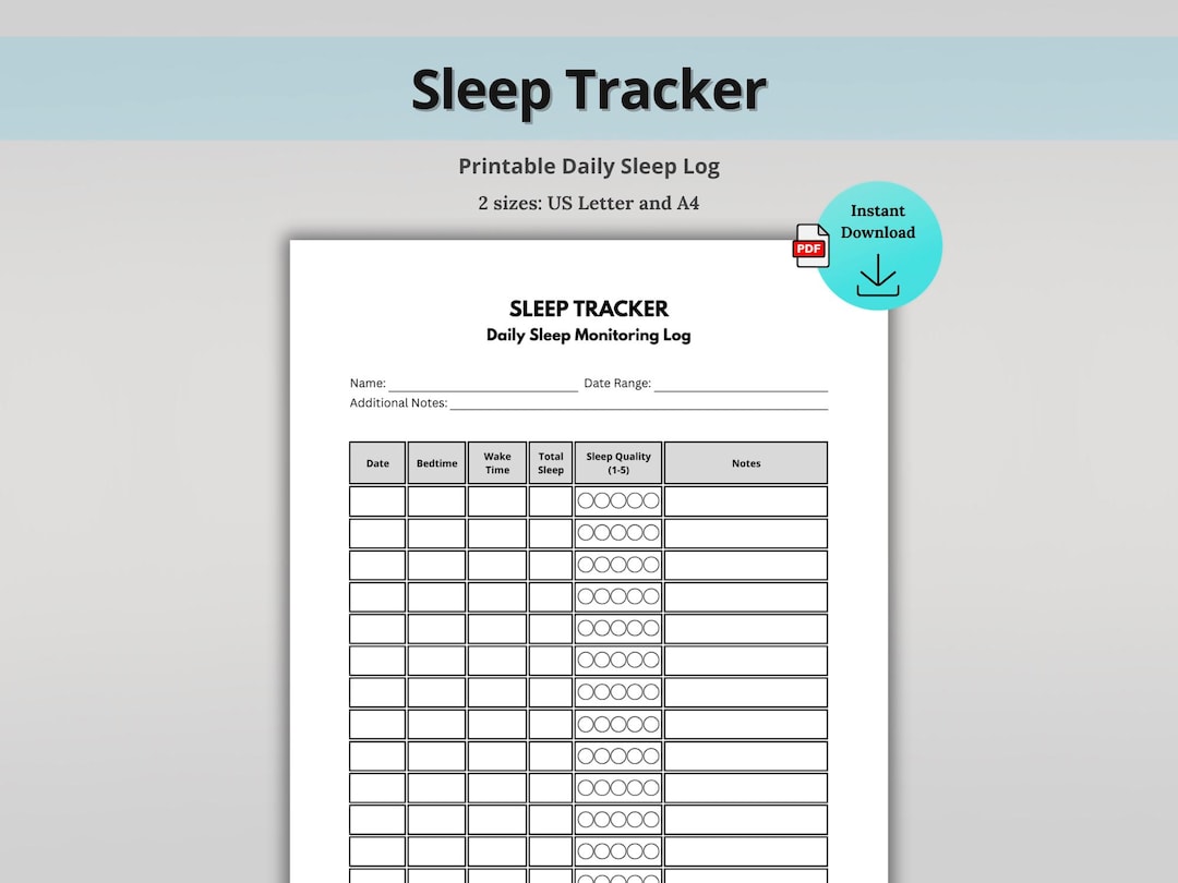 Sleep Tracker Printable, Daily Sleep Log, Night Routine Tracker, Sleep ...