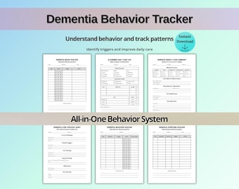 Dementia Behavior Tracker Printable | Mood & Symptoms Log | Alzheimer Behavior Monitoring Bundle PDF