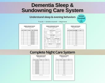 Dementia Sleep Tracker, Sundowning Tracker, Alzheimer Care Planner, Caregiver Printable, Behavior Mood Tracker, Night Routine Log