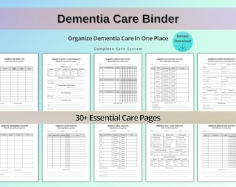 Dementia Care Binder Printable, Caregiver Planner, Alzheimer’s Care Log, Daily Care Tracker, Medication Tracker, Home Care Organizer PDF