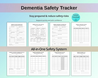 Dementia Safety Tracker Bundle Printable | Wandering, Incident Log & Emergency Info | Alzheimer Caregiver Safety Planner PDF