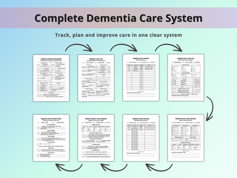 Dementia Care Planner Printable, Caregiver Binder Kit, Daily Care Log